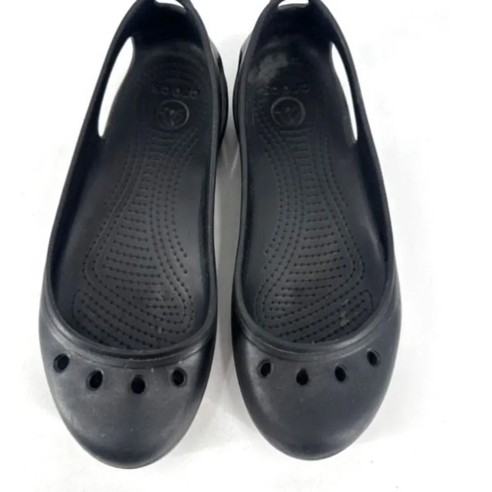 Crocs Women’s Kadee Slip On Ballet‎ Flats Size 7 Shoes Cut Out Vented Black